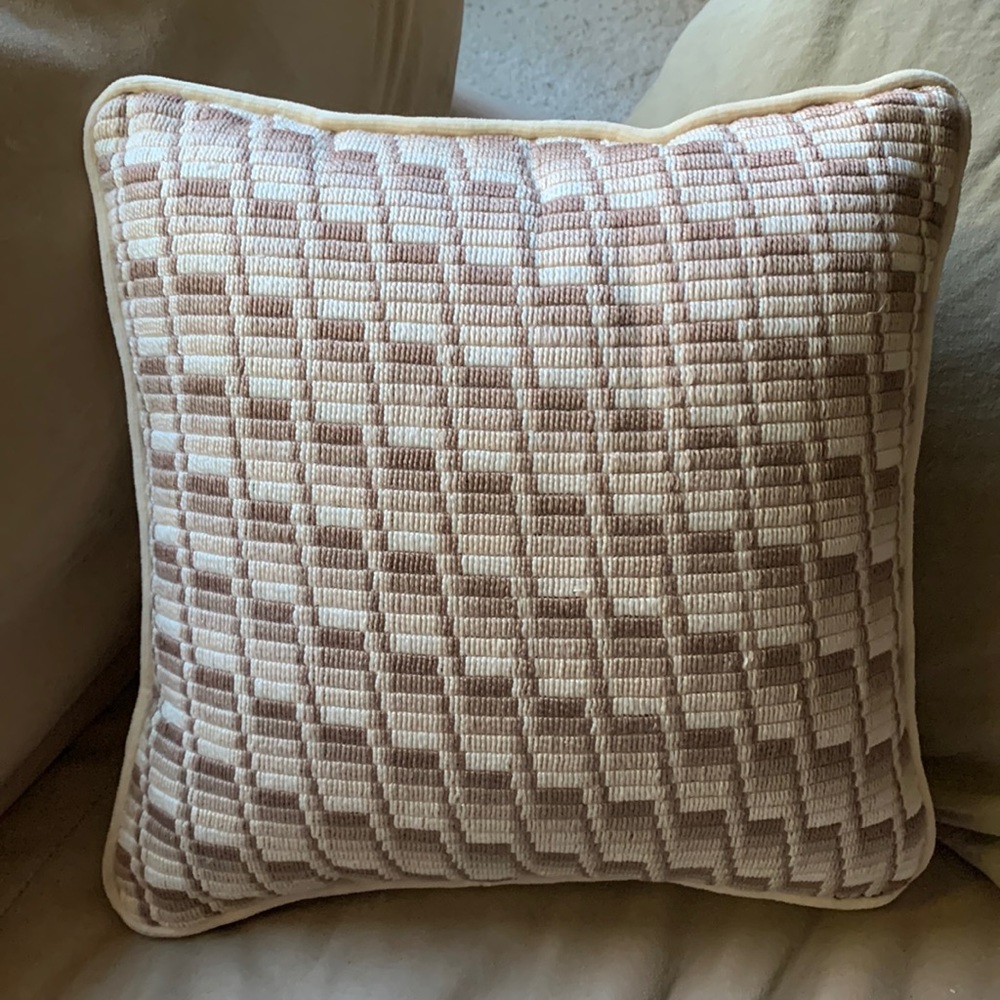 14” square handmade needlepoint pillow